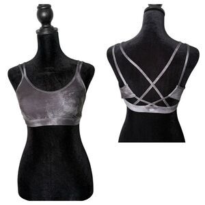 Gilly Hicks‎ Sports Bra Womens XS Strappy Gray Workout Moisture Wicking Active
